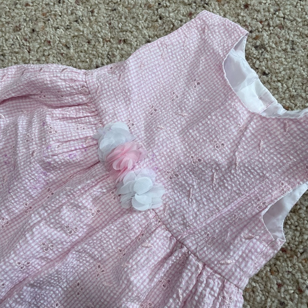 Baby Girl Wonder Nation Spring Easter Dress - 24 month pink gingham dress - Picture 2 of 6